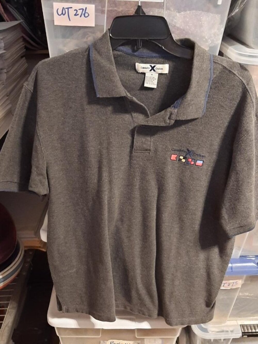 Celebrity X Cruises Short Sleeve Polo Shirt Embroid Logo Coloful Nautical Flag M